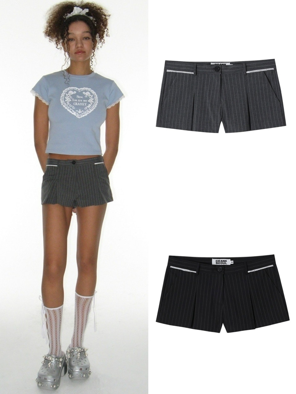 【CRANK】LACE PLEATS MICRO PANTS