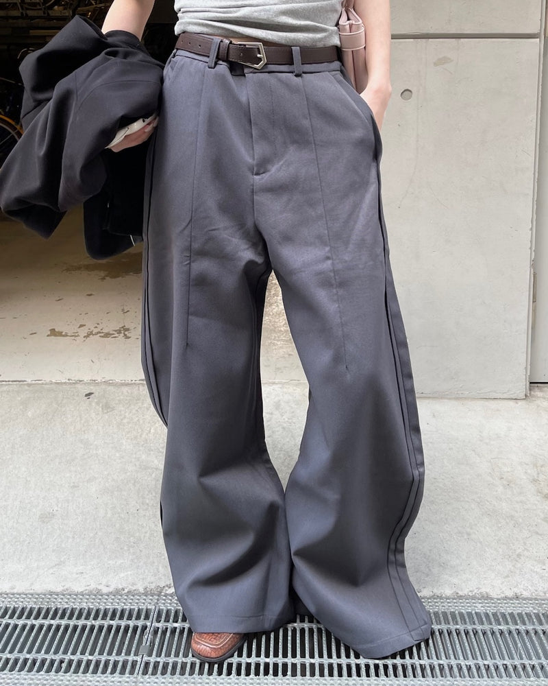 受注制【Chikashitsu +】side design wide slacks (2color)