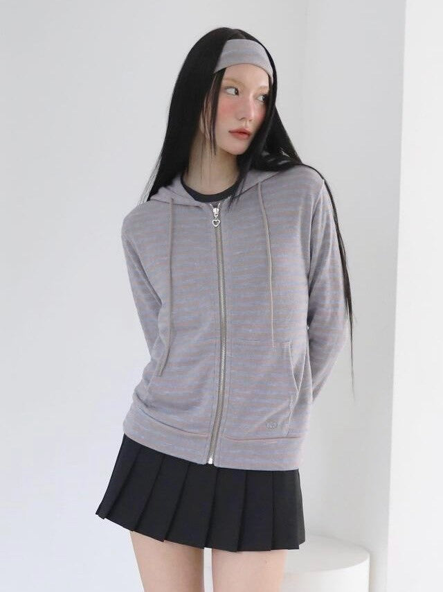 【Uglyshadow】US STRIPED HOOD ZIP UP