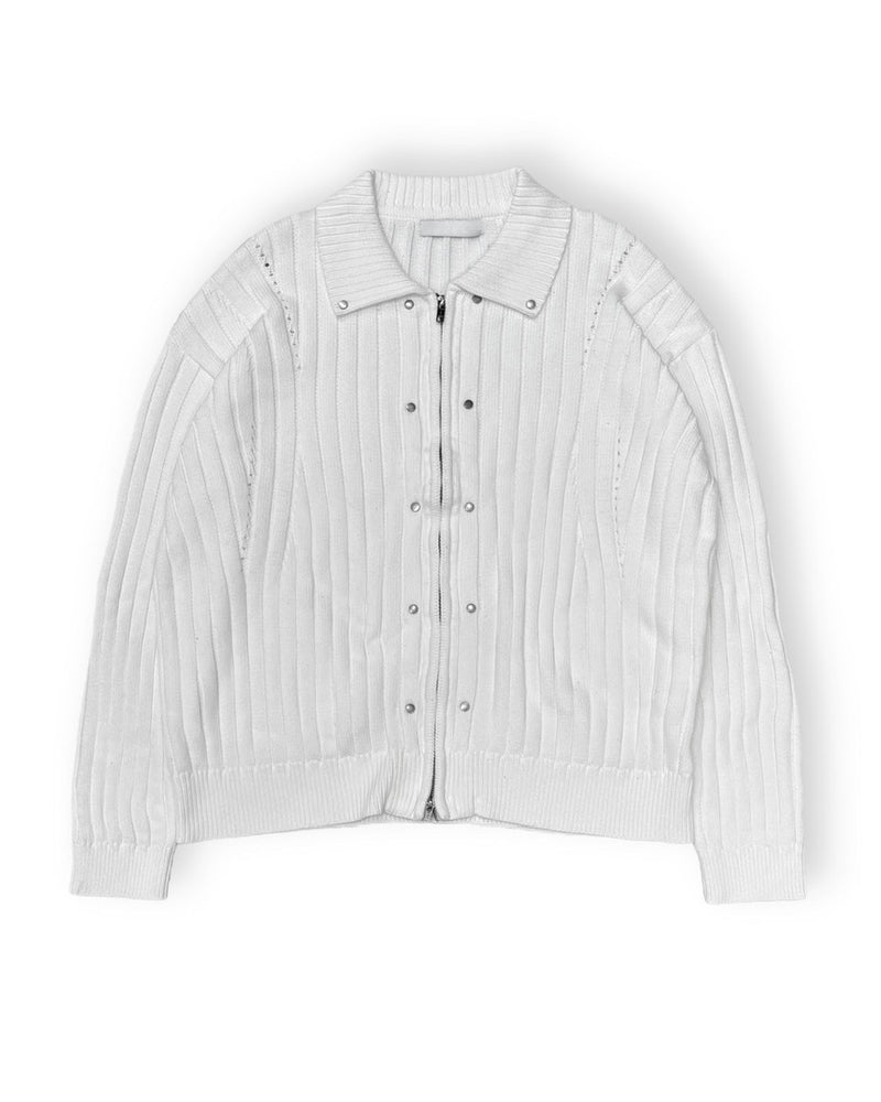 【Chikashitsu +】rivet zip up knit (2color)