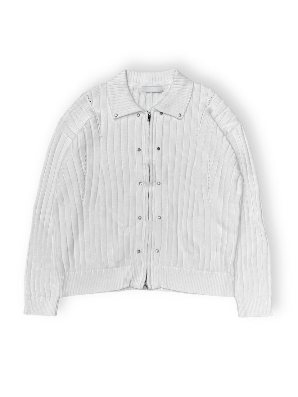 【Chikashitsu +】rivet zip up knit (2color)