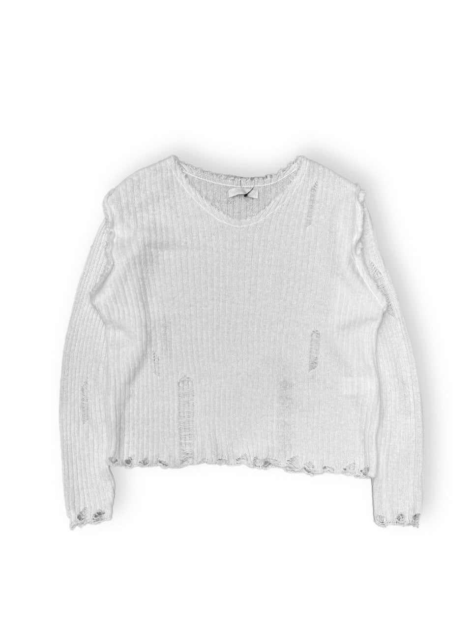 【Chikashitsu +】damage reverse v neck knit (3color) / 【チカシツプラス】リバースVネックダメージニット