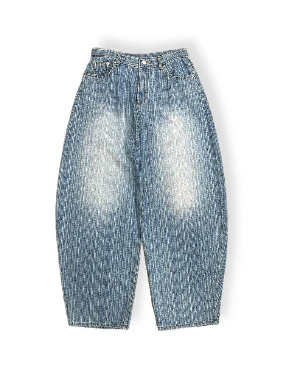 受注制【Chikashitsu +】wide stripe denim pants / 【チカシツプラス】ストライプボーダーワイドデニムパンツ