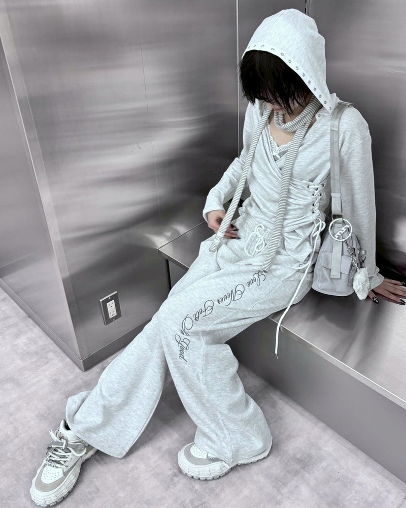 受注制【nmtc +】lace layered sweat pants (2color) / 【エヌエムティーシープラス】レースレイヤードスウェットパンツ