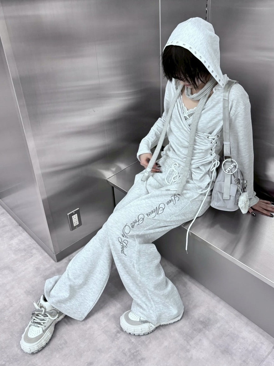 受注制【nmtc +】lace layered sweat pants (2color) / 【エヌエムティーシープラス】レースレイヤードスウェットパンツ