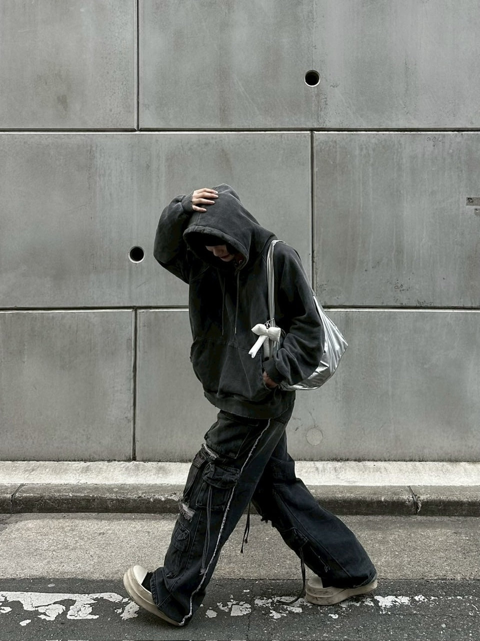 国際配送【LUV CODE】damage denim cargo pants