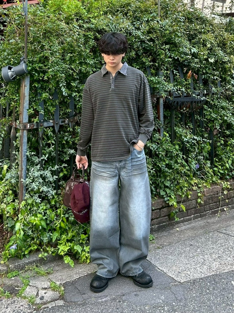 受注制【youll】pigment border polo long tee (2color)