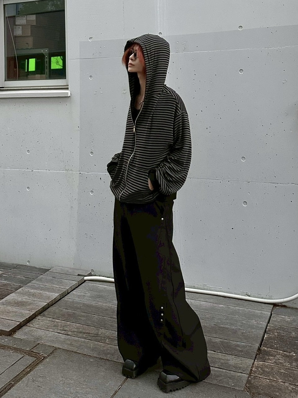 受注制【LUV CODE】stripe zip up hoodie