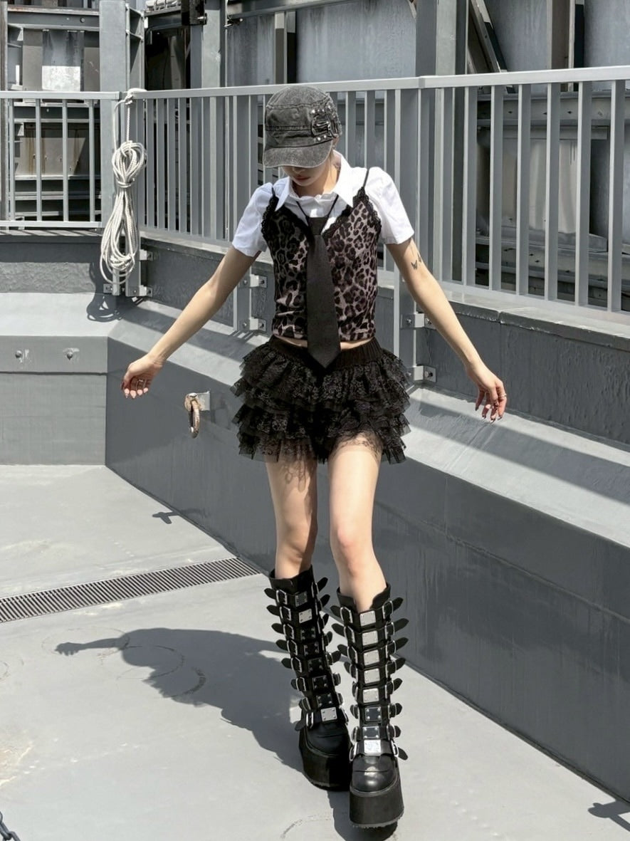 受注制【Never mind the XU】leopard camisole (2color)