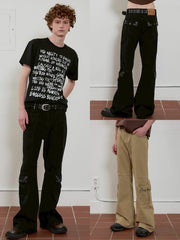 【ESC STUDIO】eyelet denim bootcut pants / 【イーエスシースタジオ】アイレットブーツカットデニムパンツ