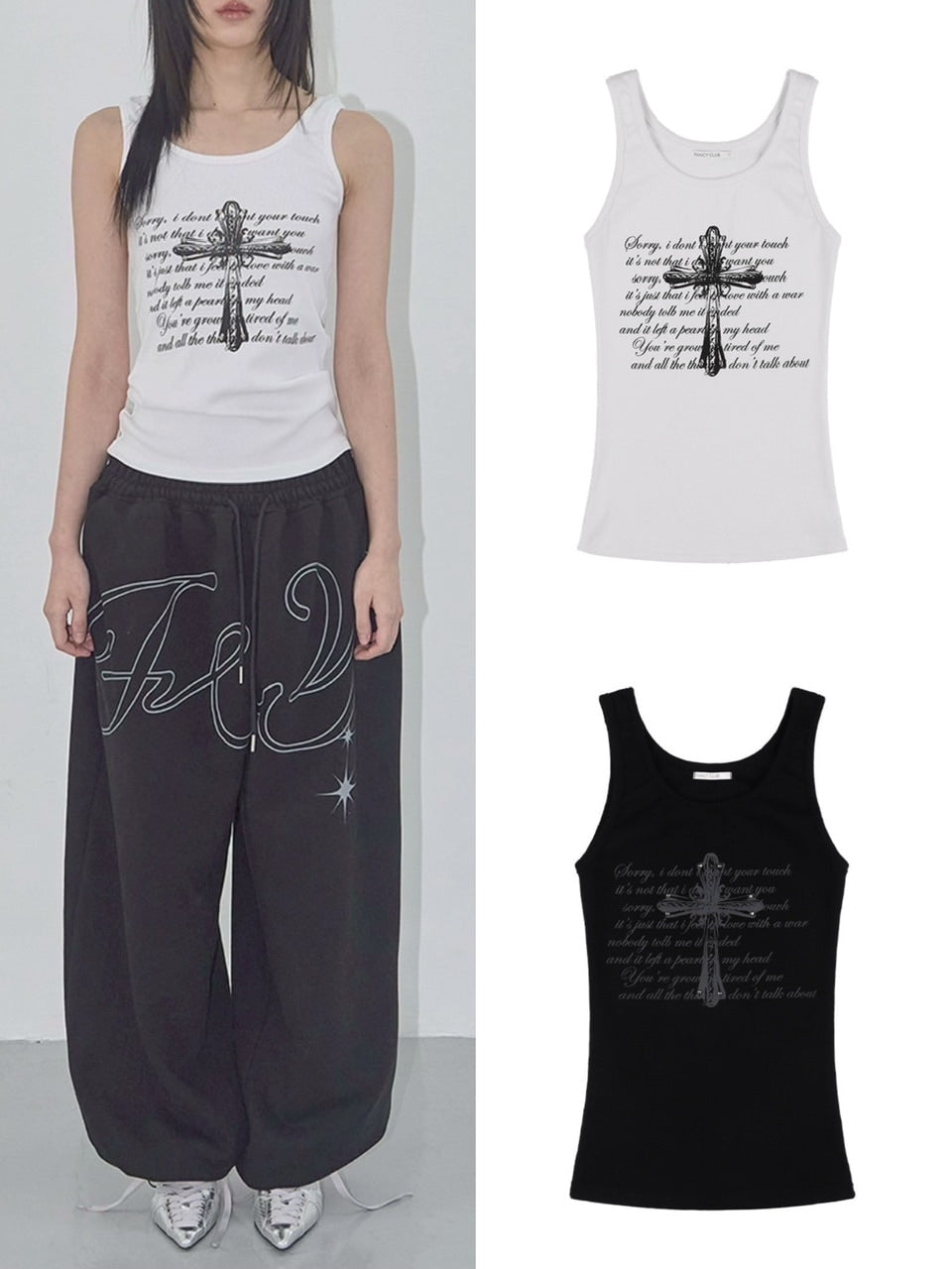 【FANCY CLUB】FRONT CROSS SLEEVELESS