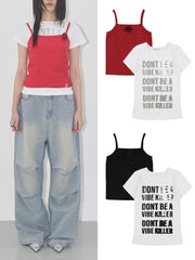 【FANCY CLUB】3-WAY LETTERING CORSAGE TEE