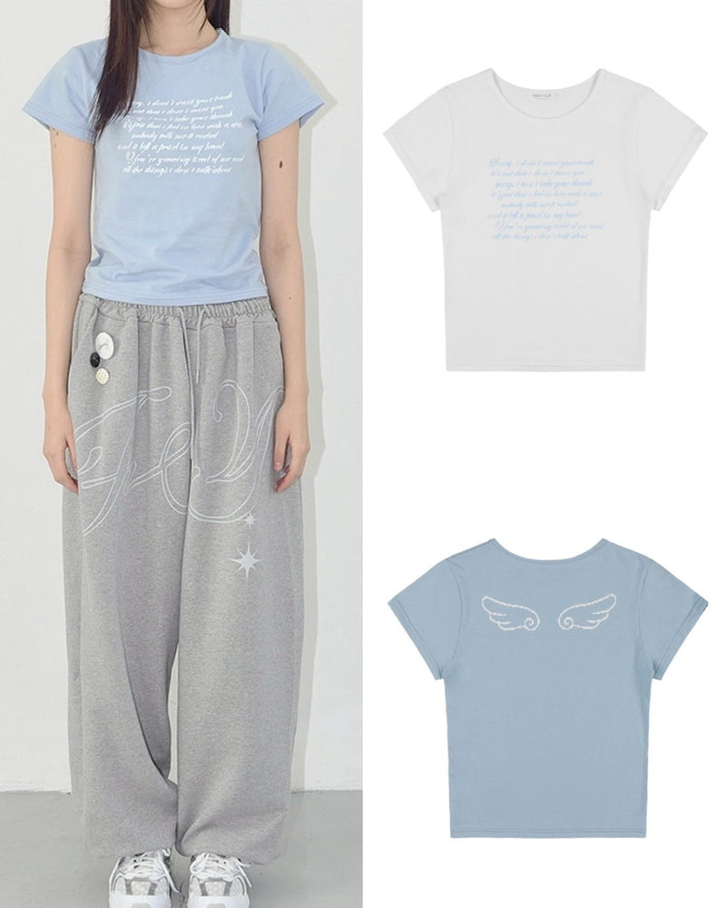 【FANCY CLUB】ANGEL MARK CROP TEE / 【ファンシークラブ】クロップロゴ半袖Tシャツ