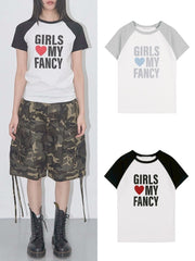 【FANCY CLUB】GIRLS MY FANCY TEE / 【ファンシークラブ】ラグランロゴ半袖Tシャツ