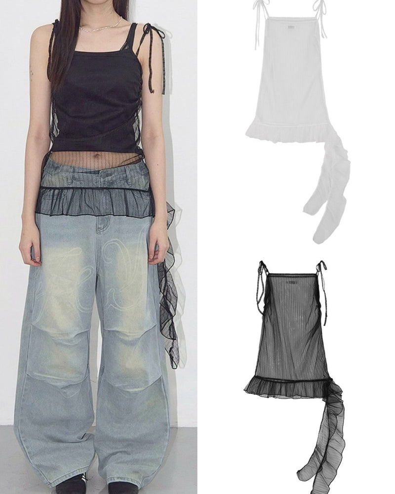 【FANCY CLUB】LACE SHIRRING LAYERED DRESS