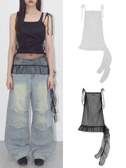 【FANCY CLUB】LACE SHIRRING LAYERED DRESS