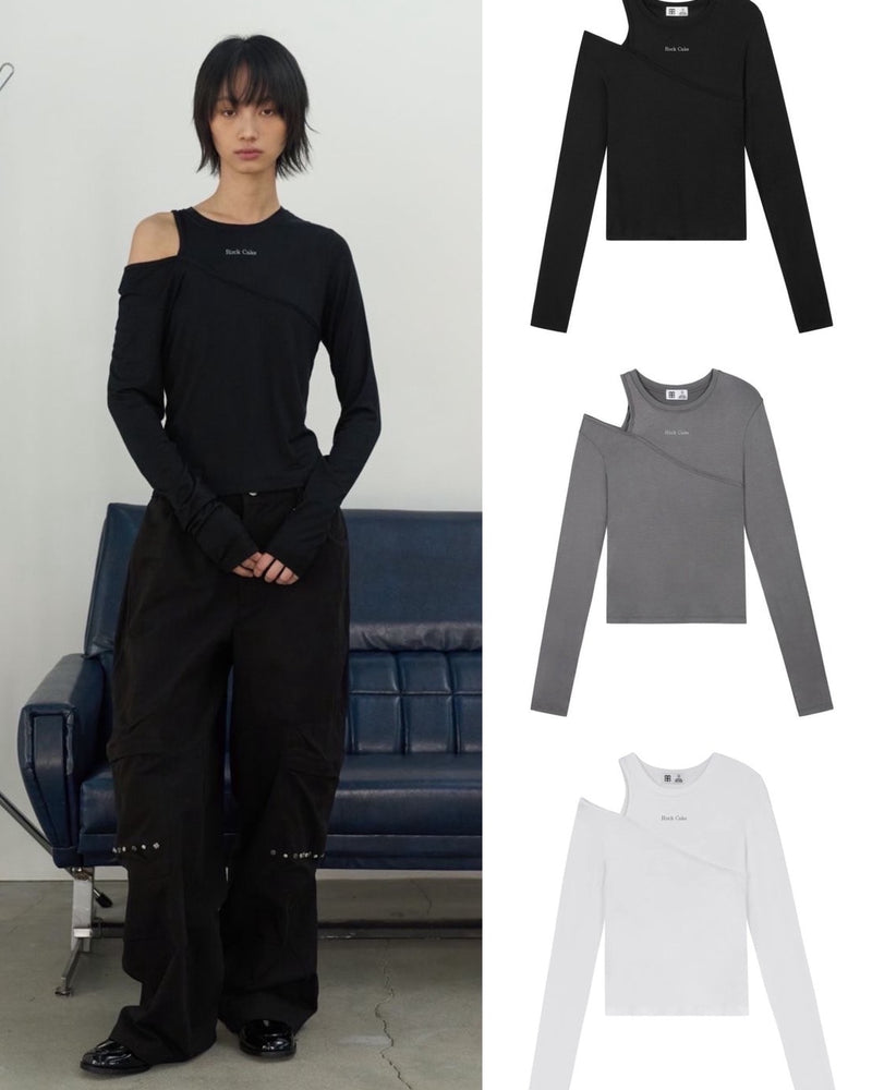 【ROCK CAKE】One Shoulder Layered Top