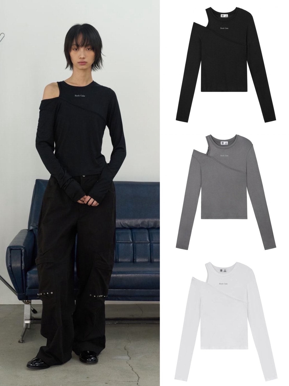 【ROCK CAKE】One Shoulder Layered Top