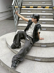 受注制【Never mind the XU】denim hood vest