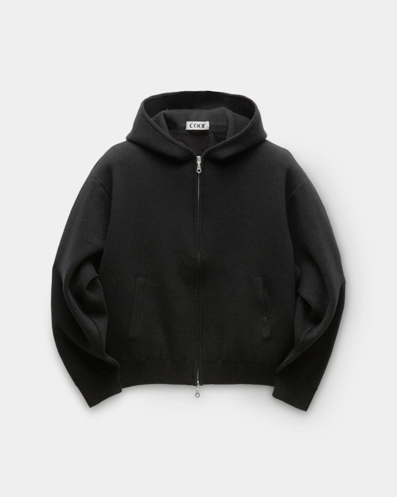 【COOR】DOUBLE FACE WOOL AND BLEND HOODIE ZIP-UP