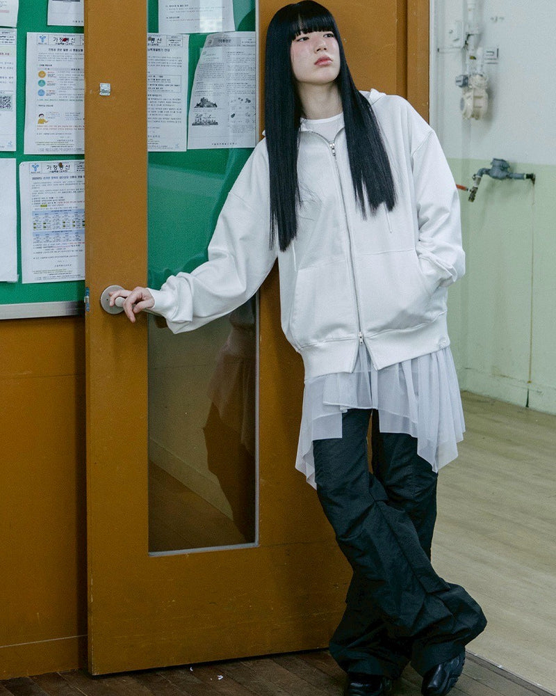 【TUOMIO】LACE UP HOOD ZIP-UP