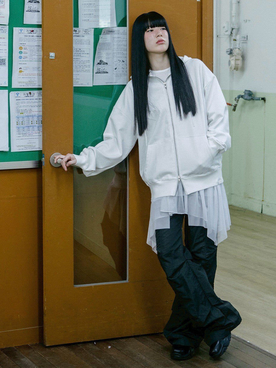 【TUOMIO】LACE UP HOOD ZIP-UP