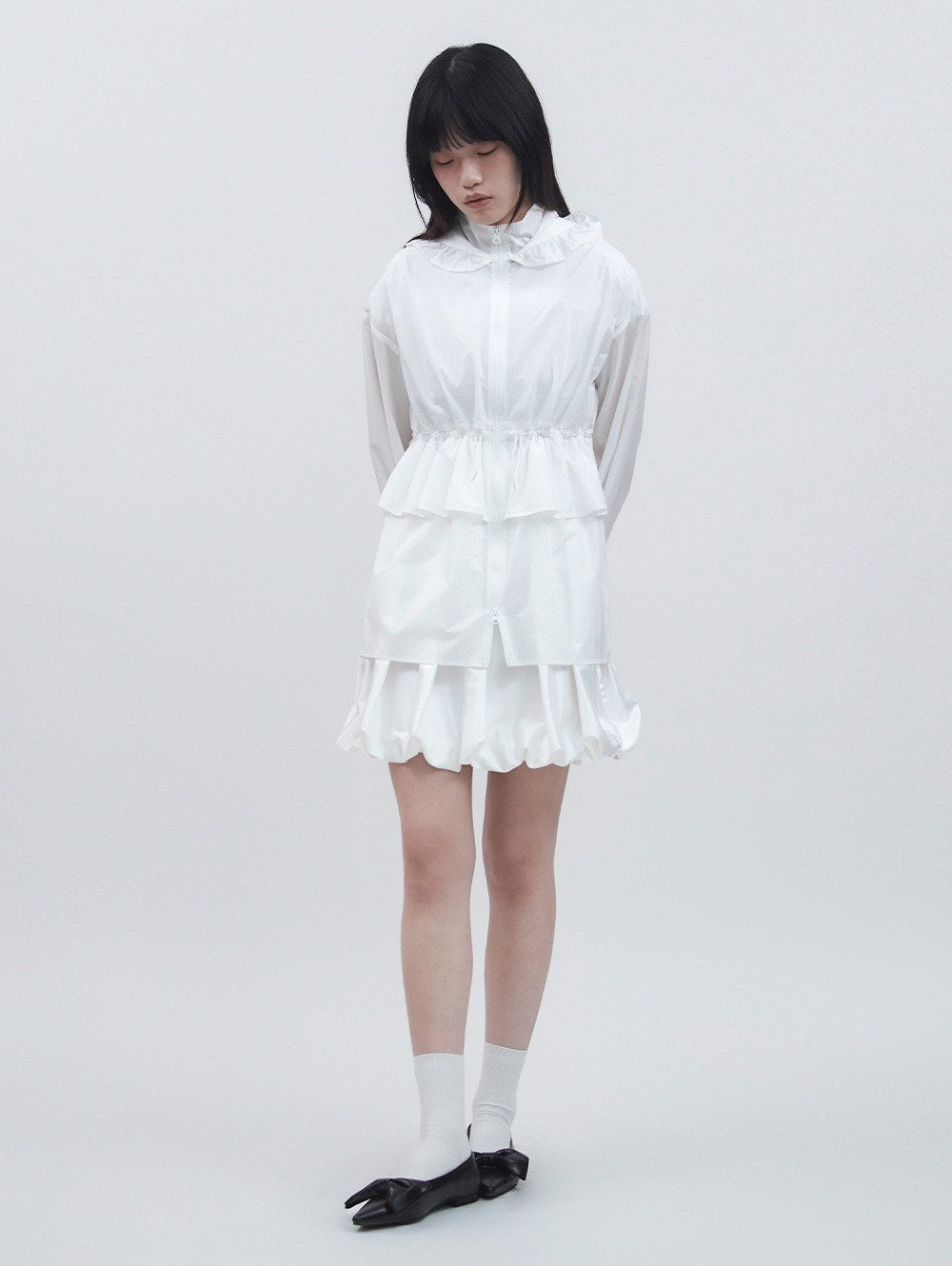 【TUOMIO】FRILL LAYERED HOOD JACKET