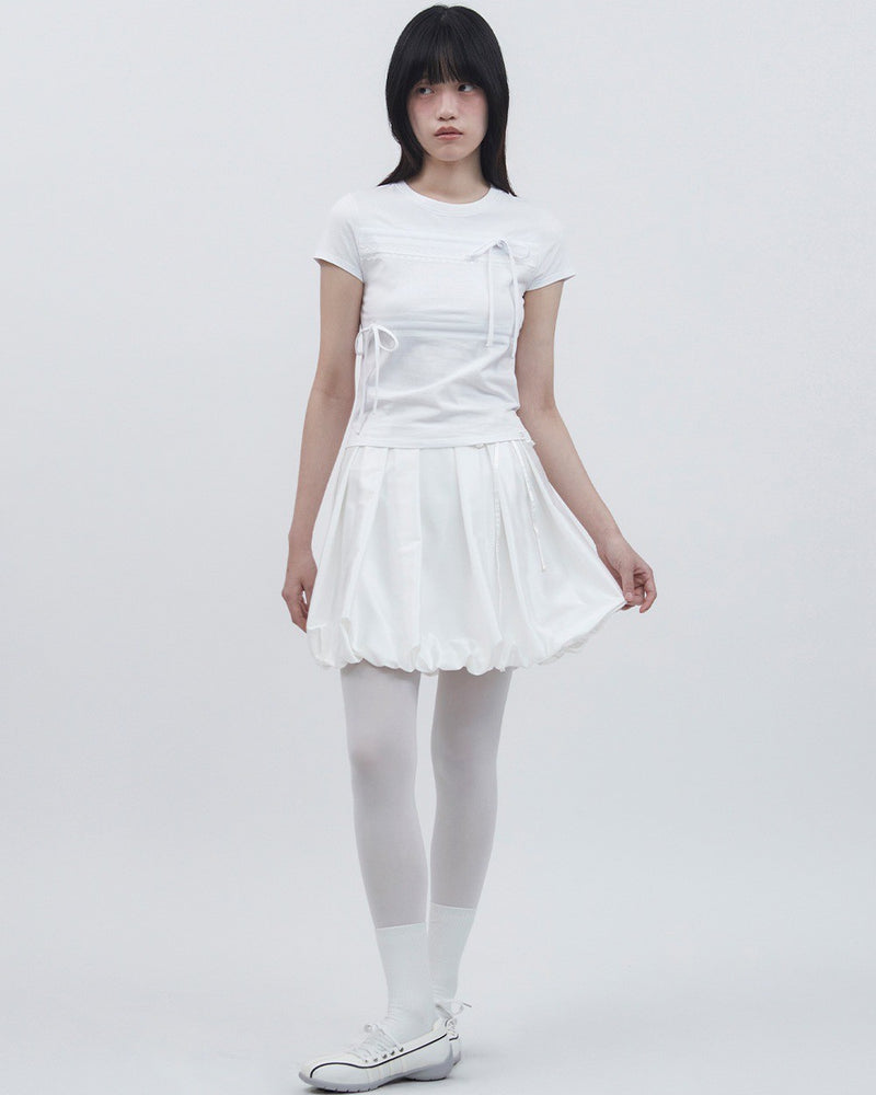 【TUOMIO】RIBBON LAYERED SHORT SLEEVES