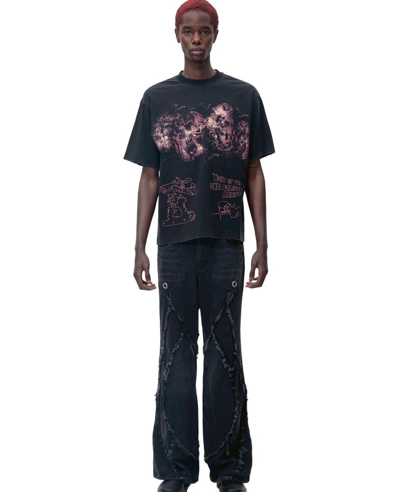 【The Boy Has No Patience】NIGHT OF THE BLOOD MOON WASHED SHORT SLEEVES