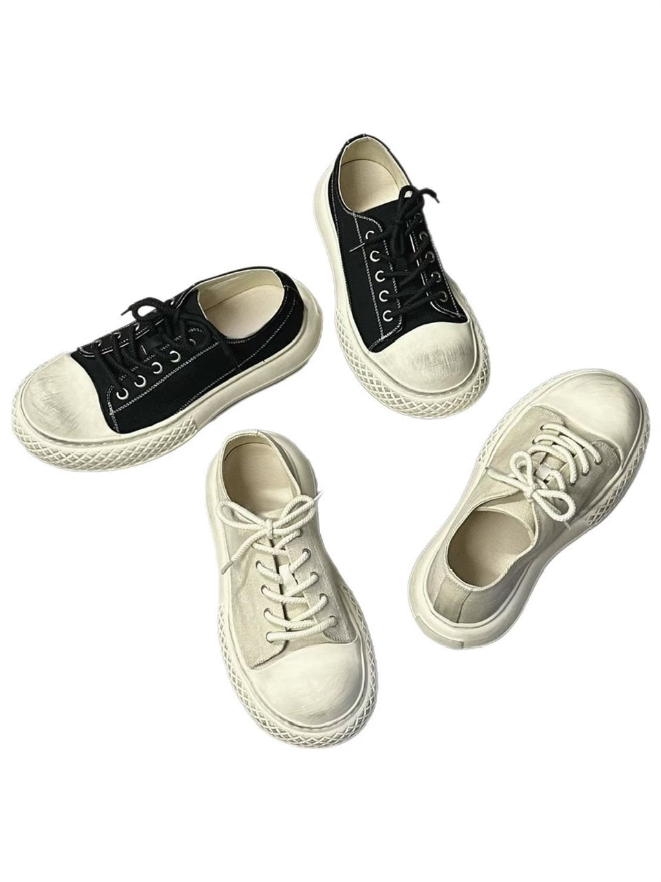 受注制【Chikashitsu +】volume toe canvas sneaker (2color)