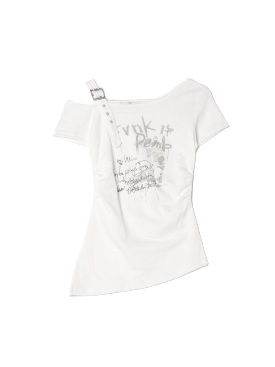 受注制【Never mind the XU】one shoulder punk tops (3color) / 【ネバーマインドザエックスユー】ワンショルダーパンクプリント半袖トップス