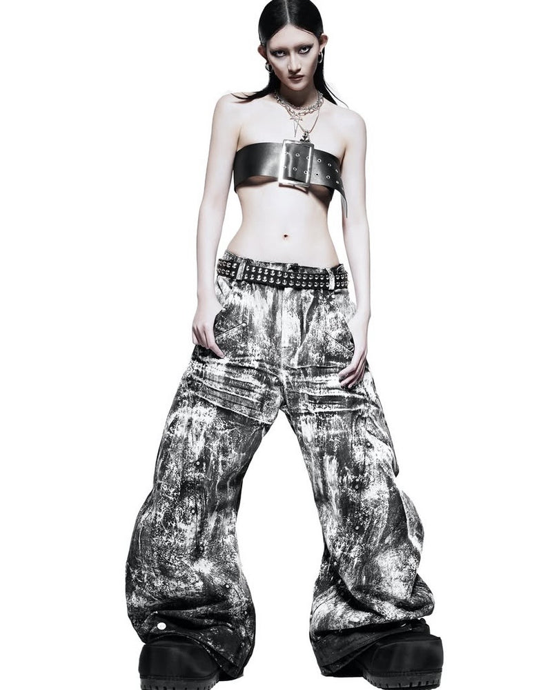 1/2 20:00再販【RICH】Smoke Waxed S-Wide Pants