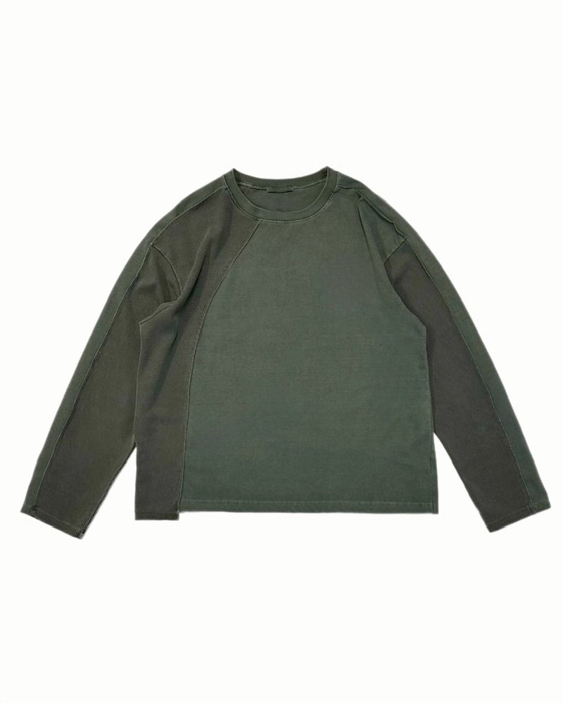 受注制【Chikashitsu +】switching waffle long sleeve (3color)