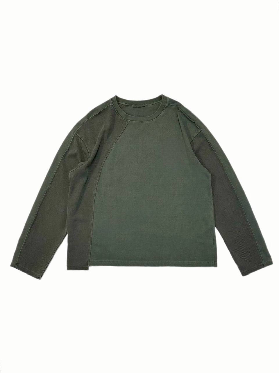 受注制【Chikashitsu +】switching waffle long sleeve (3color)