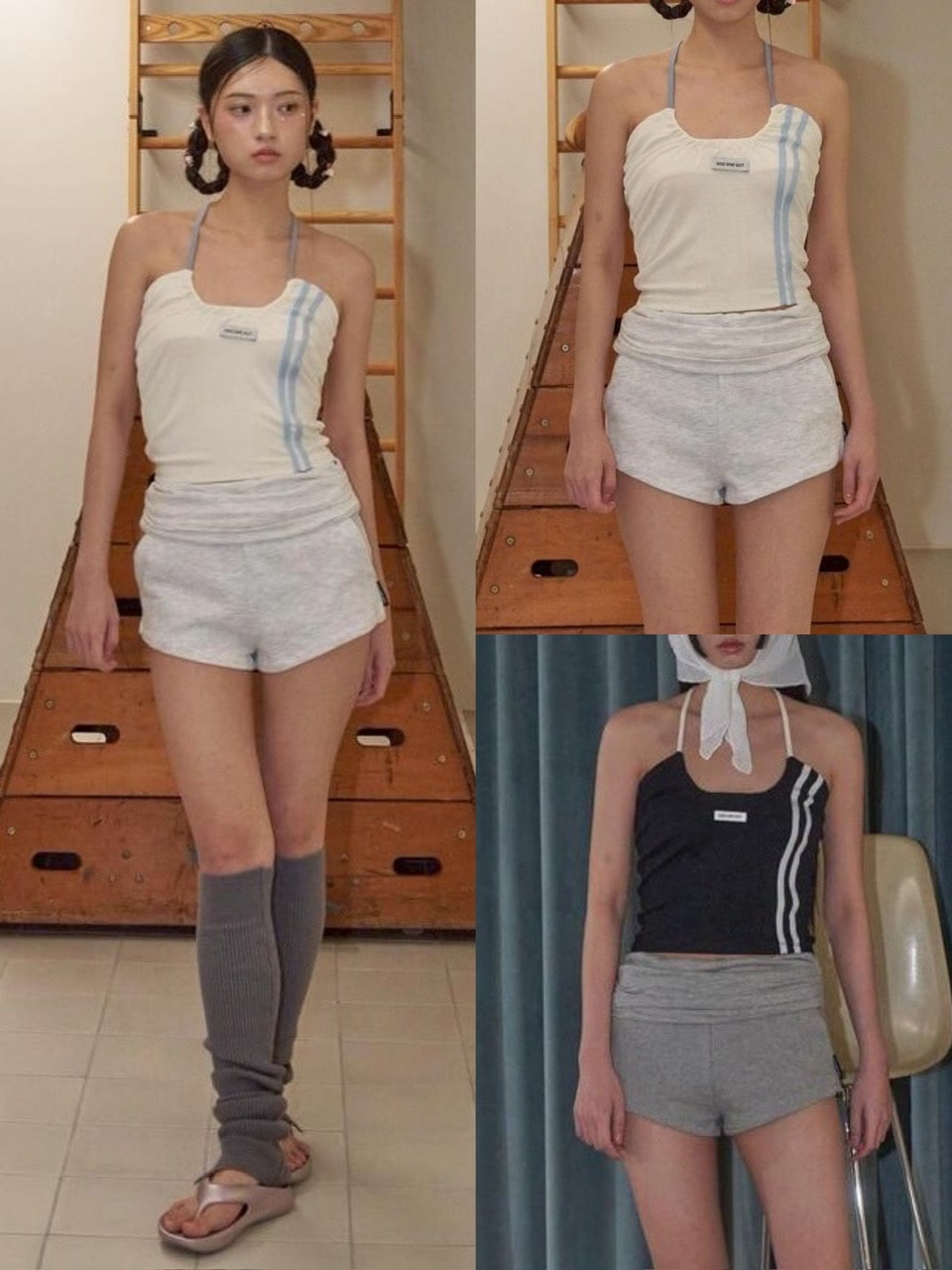 【ODDONEOUT】TWO LINE HALTER NECK TOP