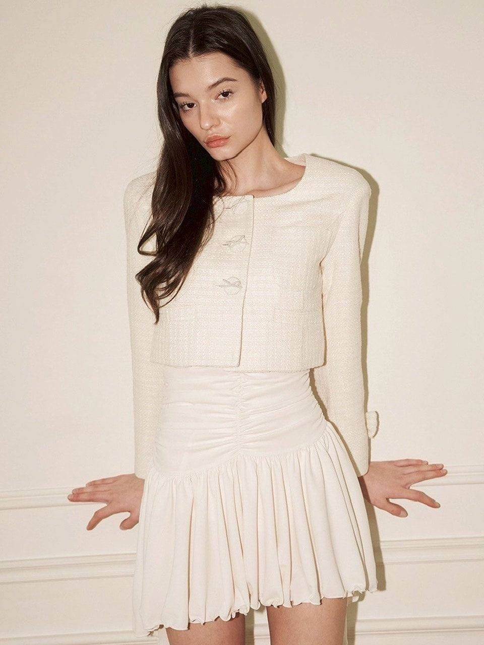 【ODDONEOUT】PEARL RIBBON TWEED JACKET / 【オッドワンアウト】パールリボンツイードジャケット