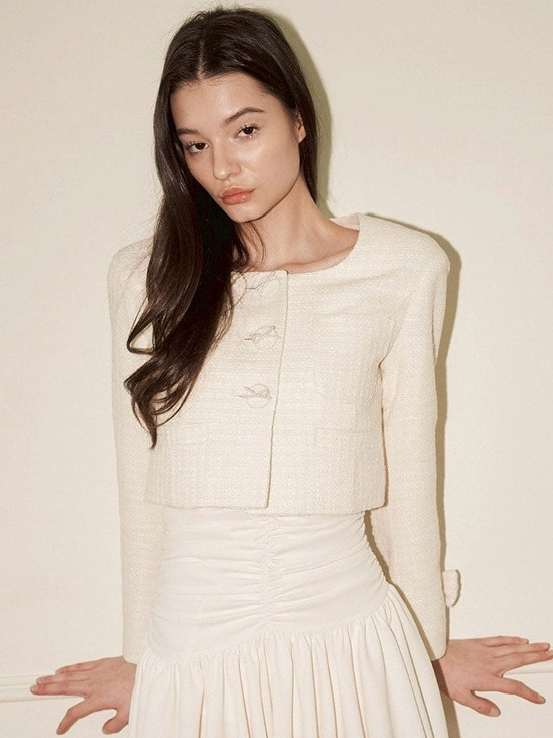 【ODDONEOUT】PEARL RIBBON TWEED JACKET / 【オッドワンアウト】パールリボンツイードジャケット