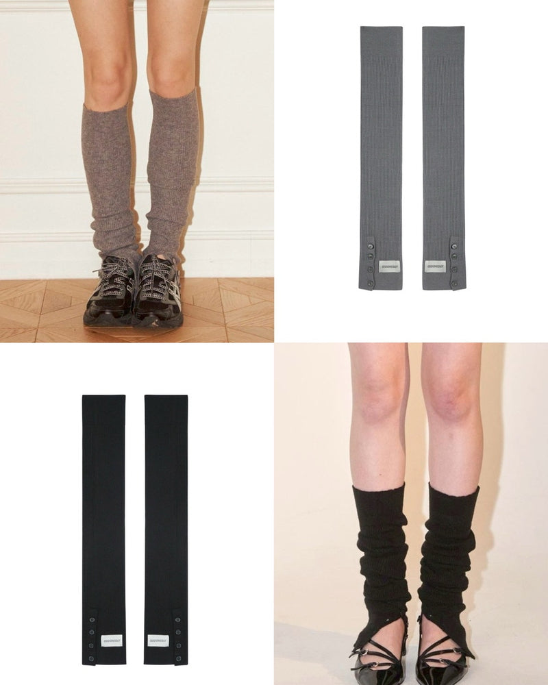 【ODDONEOUT】BUTTON SLIT KNIT LEG WARMER