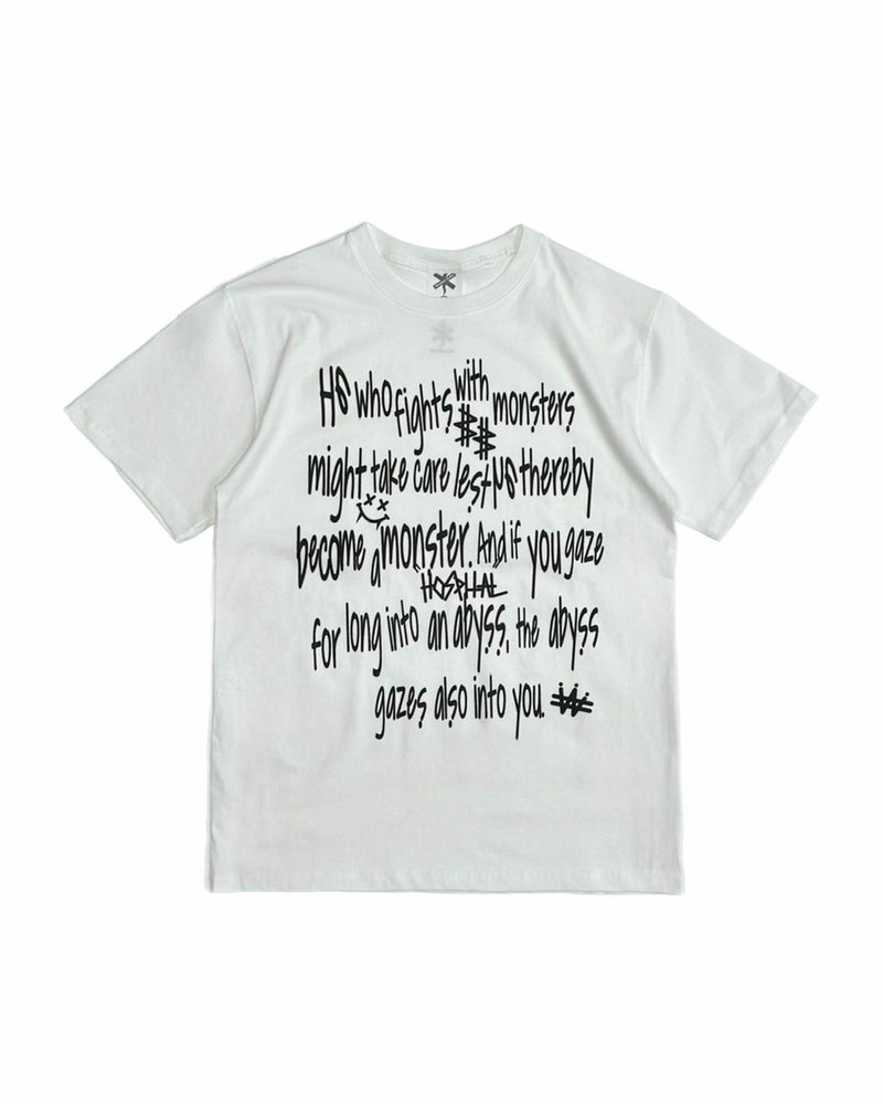 受注制【Chikashitsu +】messaging lettering t-shirt (3color) / 【チカシツプラス】メッセージレタリングプリント半袖Tシャツ