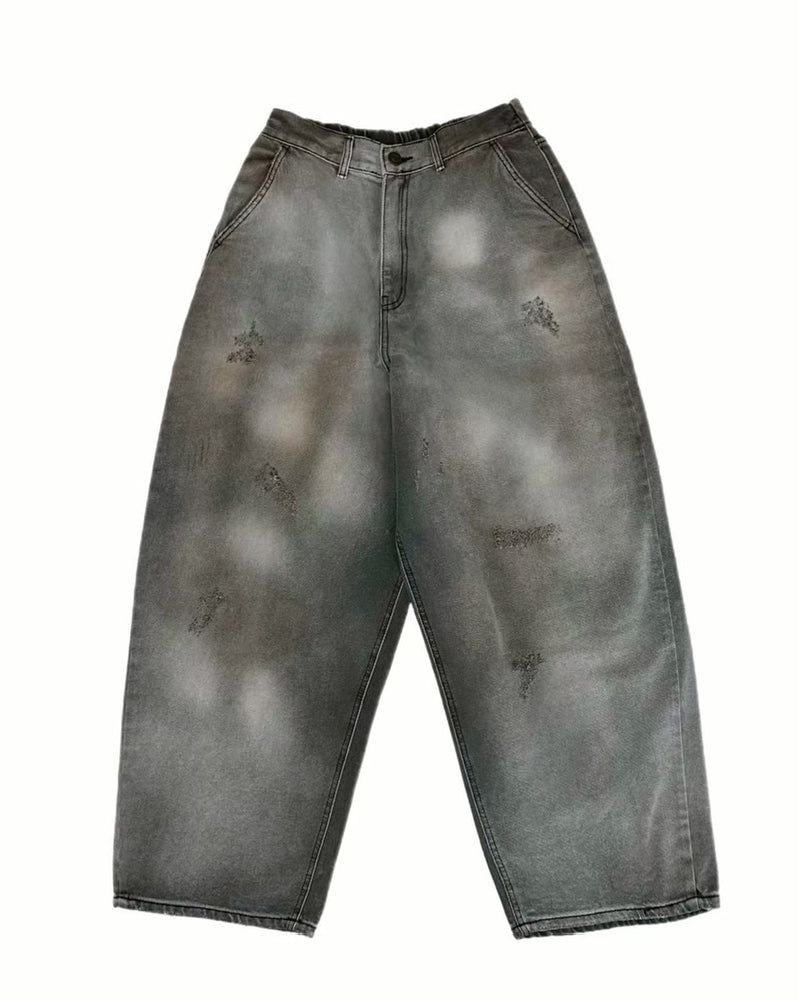 【Chikashitsu +】point wash balloon denim pants (2color) / 【チカシツプラス】ポイントウォッシングバルーンデニムパンツ