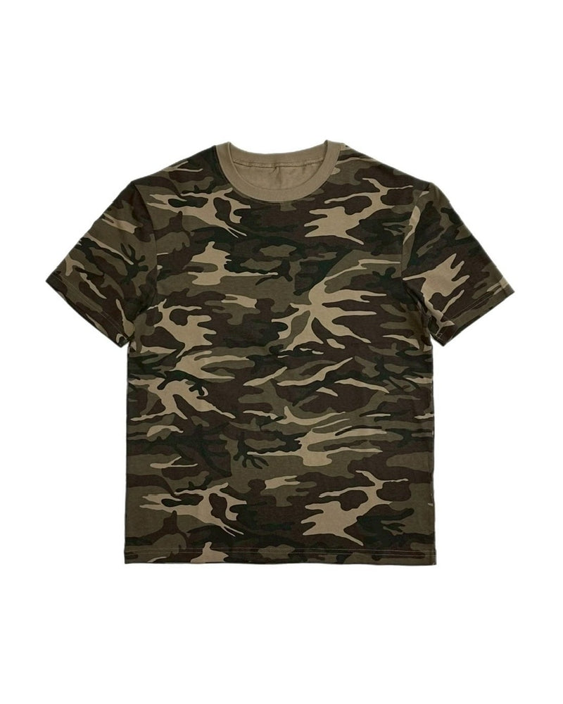 受注制【Chikashitsu +】camouflage round neck t-shirt (2color) / 【チカシツプラス】カモフラージュラウンドネックタイトフィット半袖Tシャツ