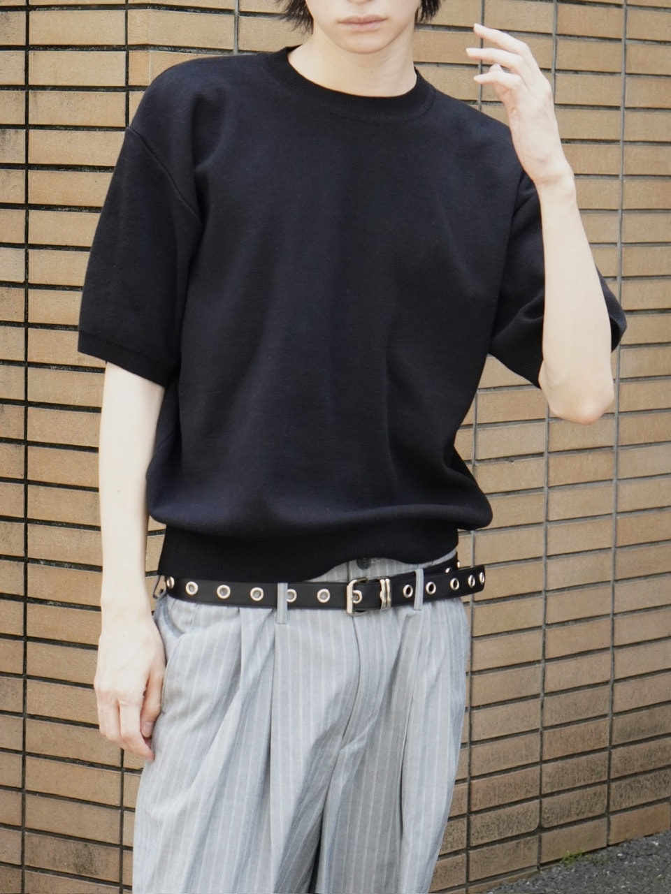東京店WEB限定受注制【Chikashitsu +】crew neck cotton knit (3color)