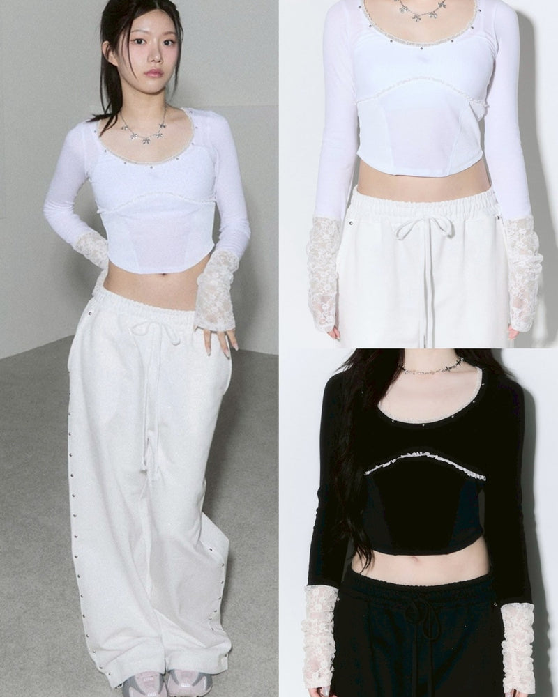 【CHERRYQUIRI】corset stud long sleeve