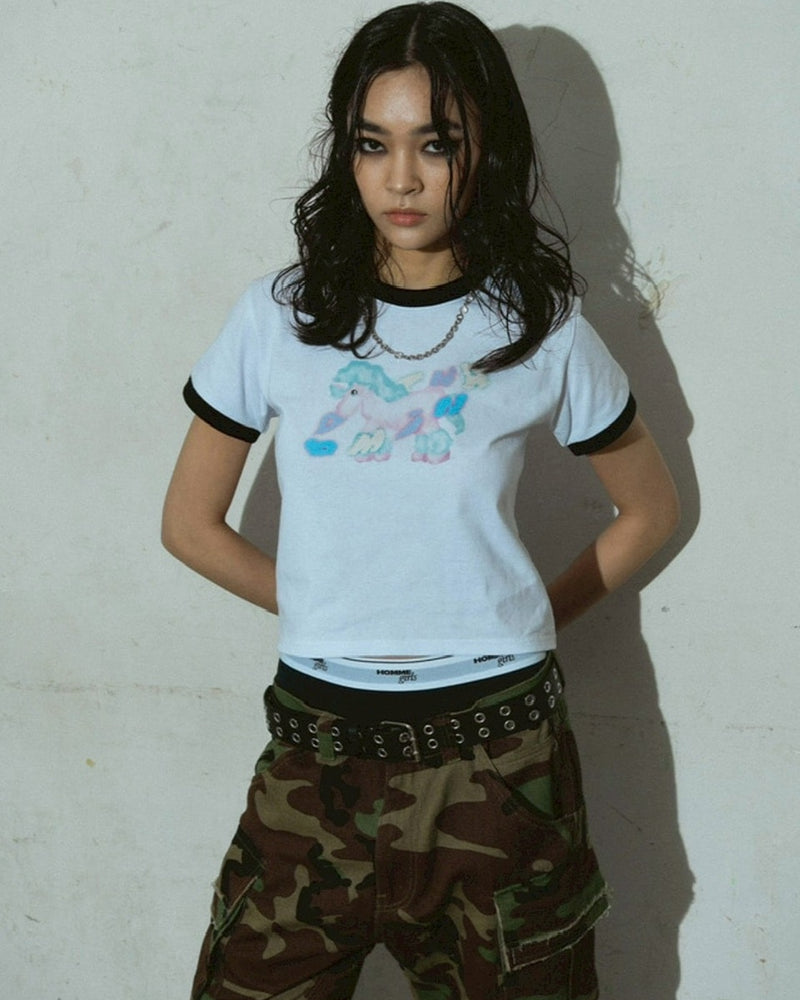 【DOMINANT】Unicorn Ringer Crop T-Shirt
