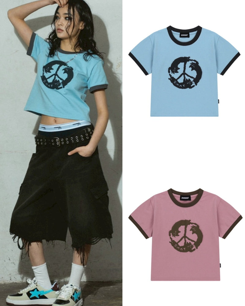 【DOMINANT】Purrfect Peace Ringer Crop T-Shirt