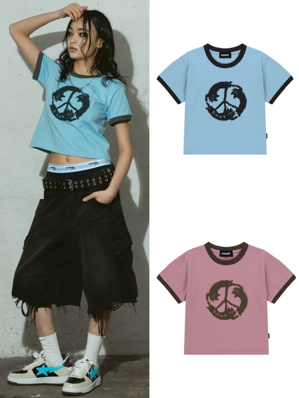 【DOMINANT】Purrfect Peace Ringer Crop T-Shirt