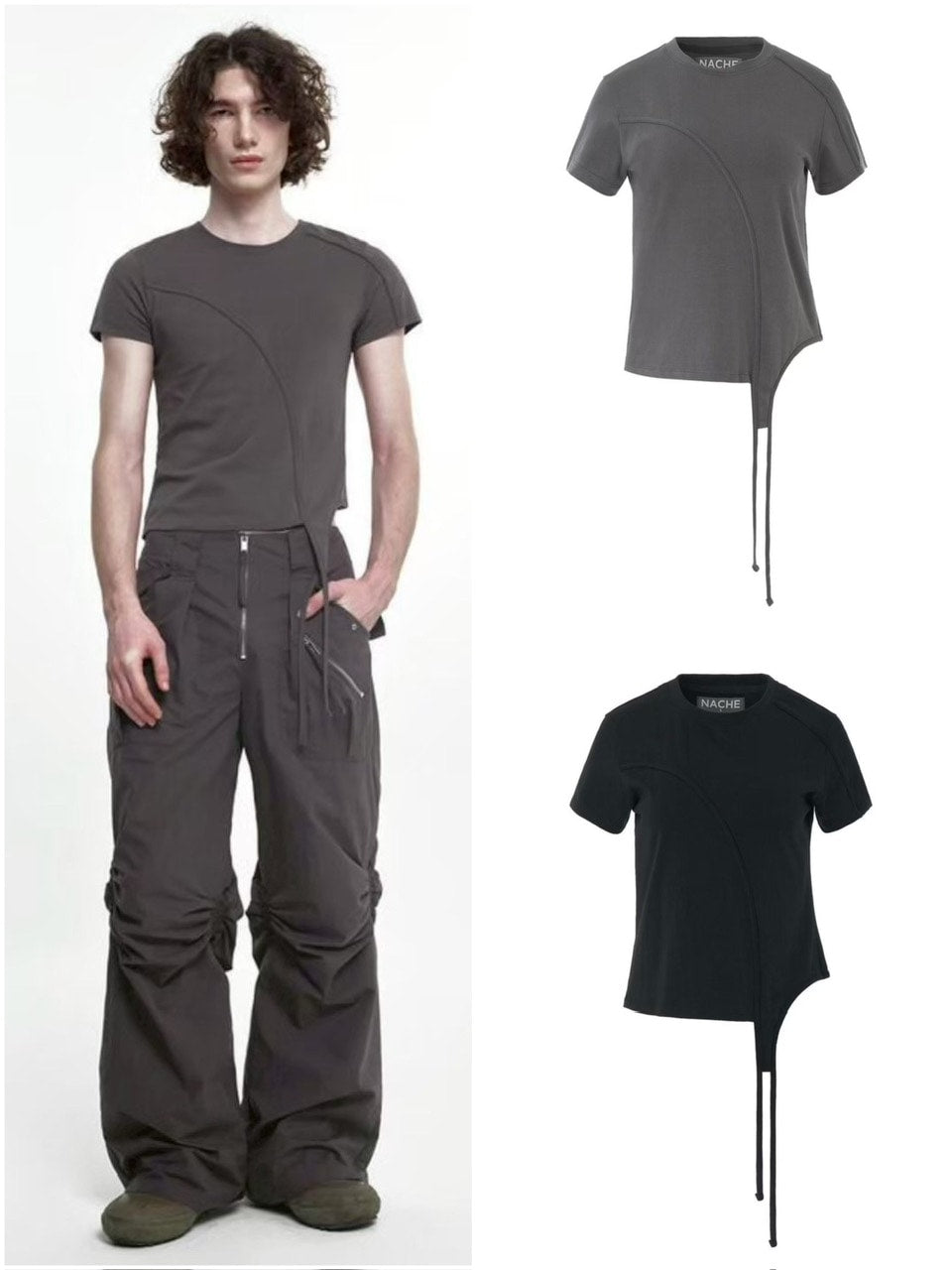 【NACHE】ASYMMETRIC LINE T-SHIRT