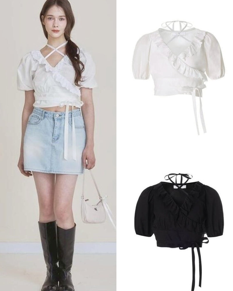 【NOTYOURROSE】Rosie wrap blouse