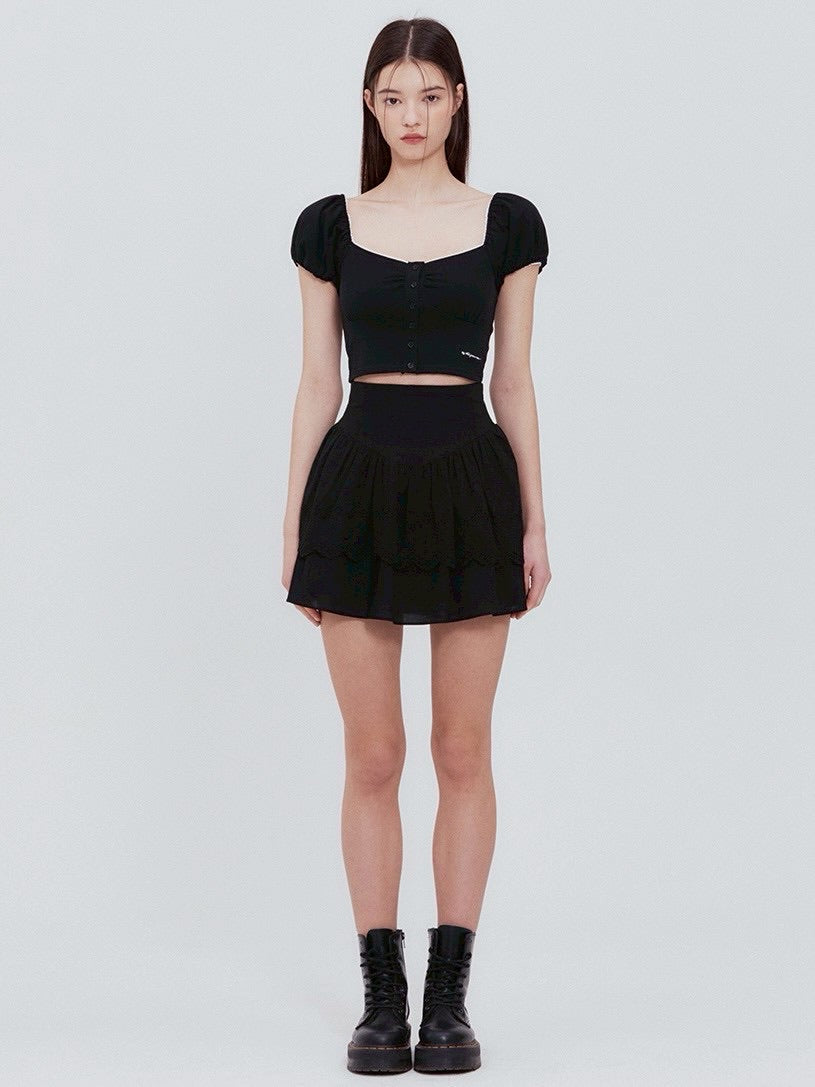 【NOTYOURROSE】Lace square t-shirt