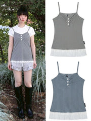 【Uglyshadow】CHECKERED LACE SLEEVELESS